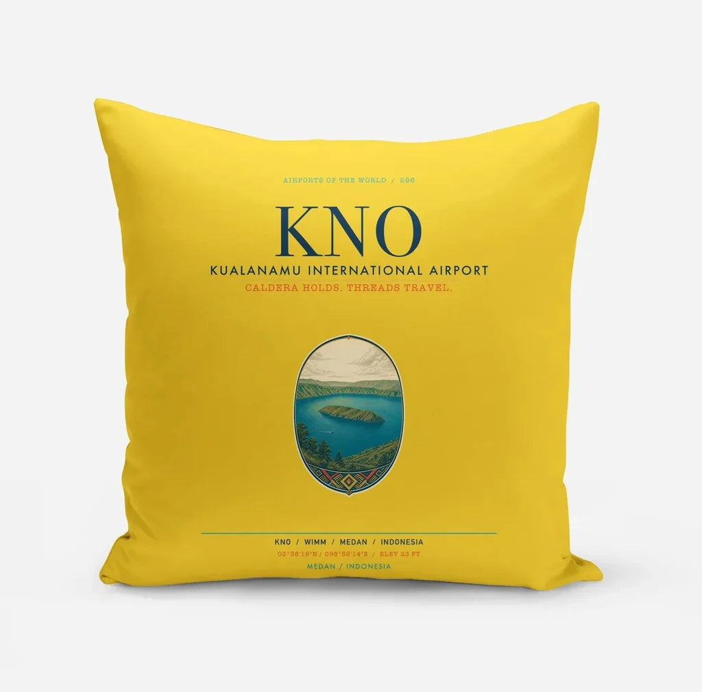 Kualanamu International Airport Medan (KNO) design on yellow pillow