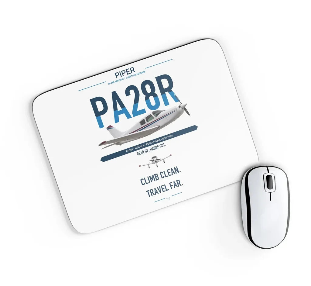 Piper PA-28R Arrow III design on white rectangle mouse pad