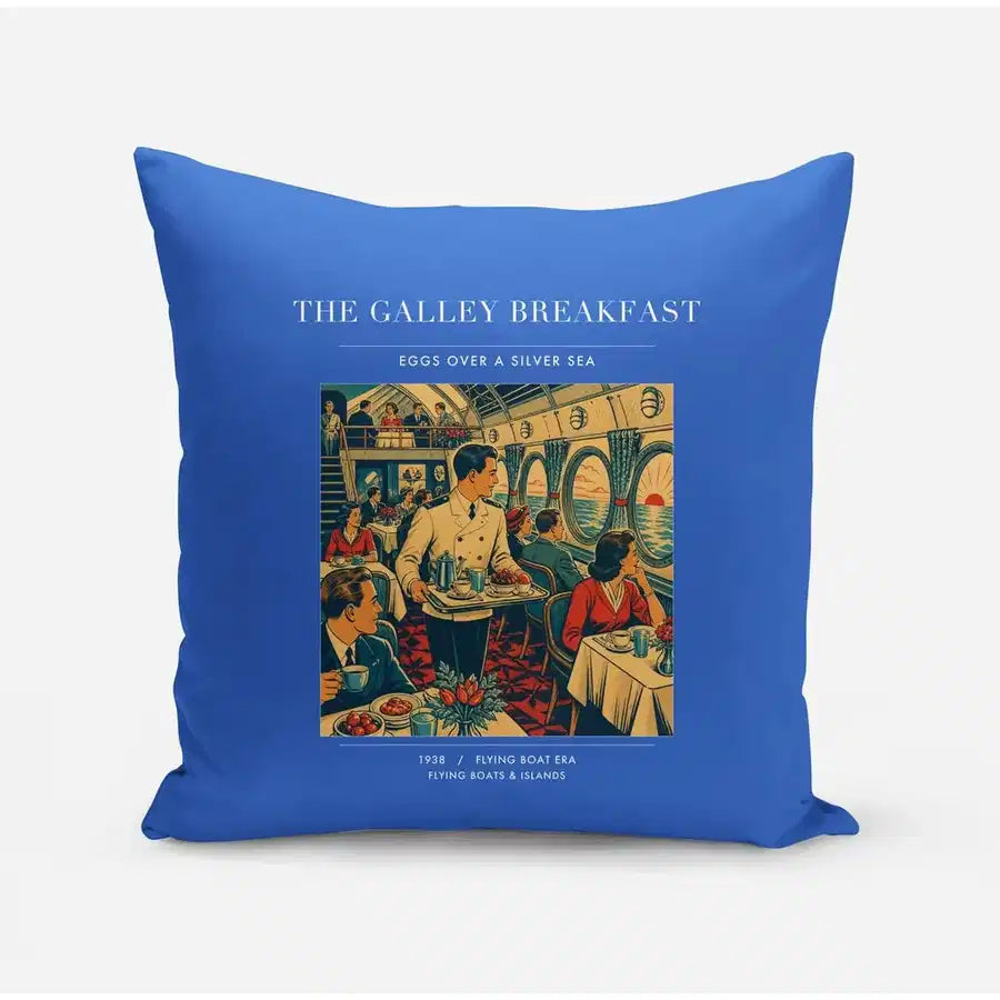 VINTAGE G4184 - The Galley Breakfast - Designed Pillows design on blue