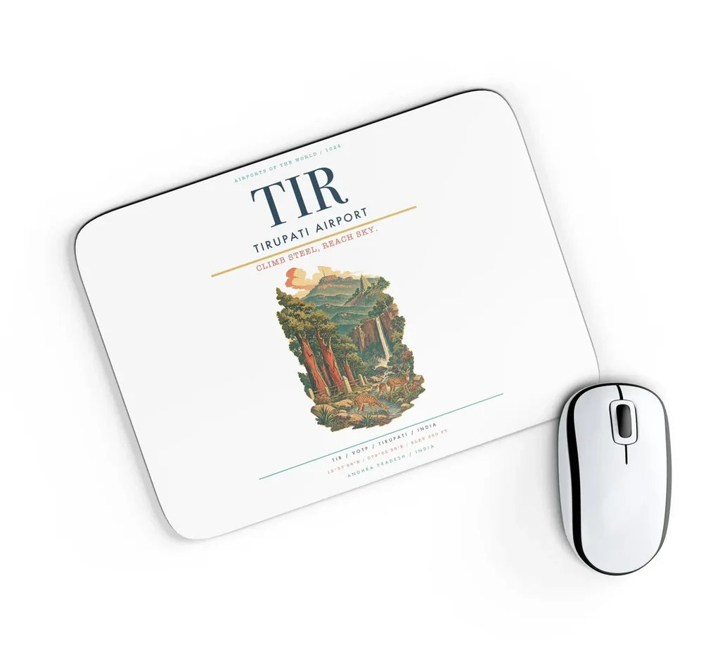 Tirupati Airport (TIR) design on white rectangle mouse pad