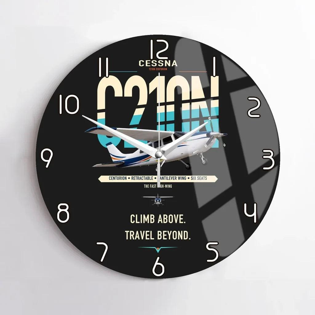 Cessna T210N Centurion design on black no frame wall clock