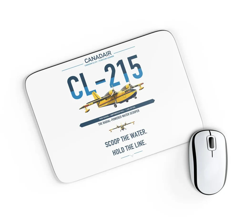 Canadair CL-215 design on white rectangle mouse pad