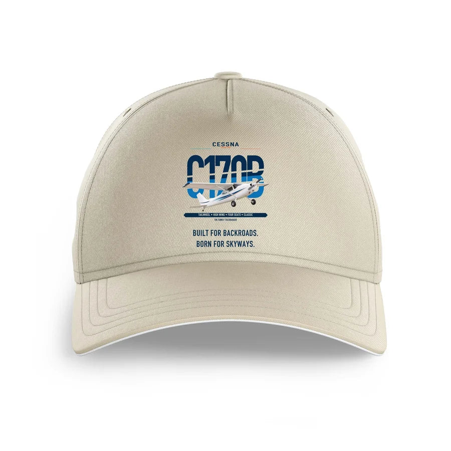 Cessna 170B design on beige printed hat
