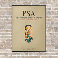 Thumbnail for Pisa Airport Galileo Galilei PSA vertical canvas print - framed - beige background