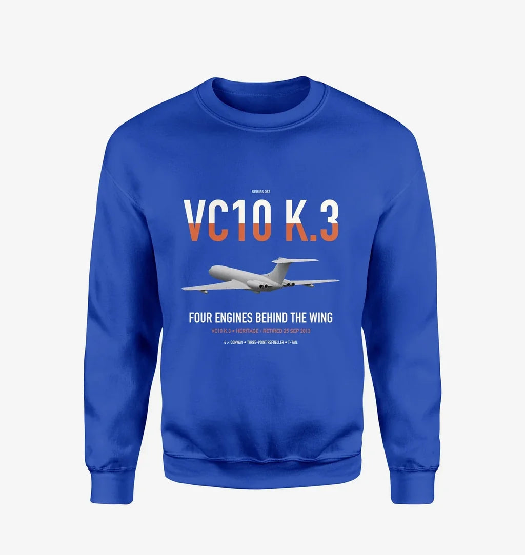 Vickers VC10 K.3 design on blue sweatshirt
