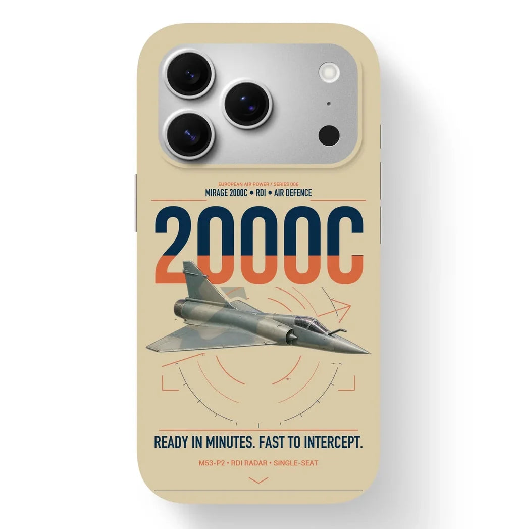 Dassault Mirage 2000C RDI design on beige magsafe iphone case, for iPhone 17 Pro