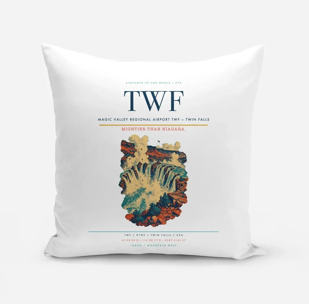 Magic Valley Regional Airport (TWF) design on white pillow