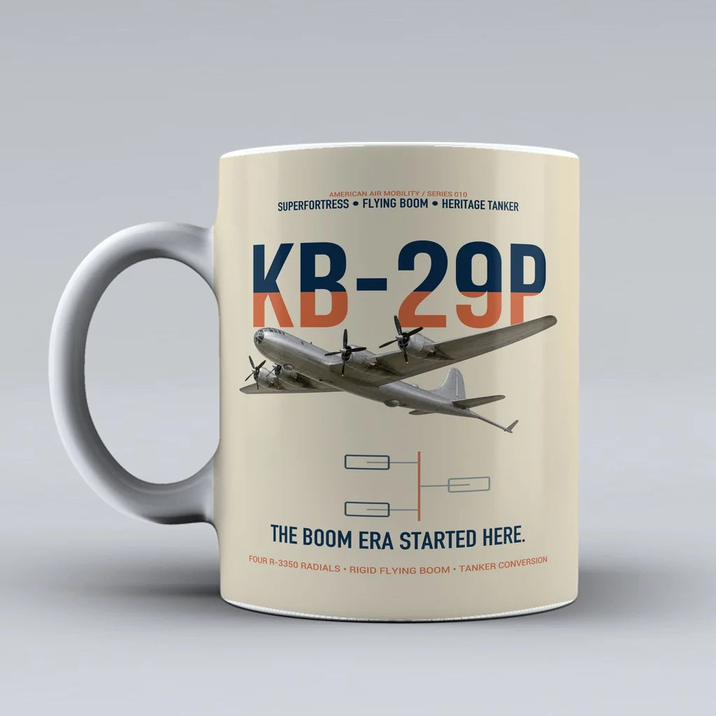 KB-29P SUPERFORTRESS design on beige ceramic mug, double-side print