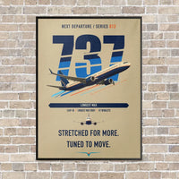 Thumbnail for Boeing 737 MAX 10 vertical canvas print - framed - beige background