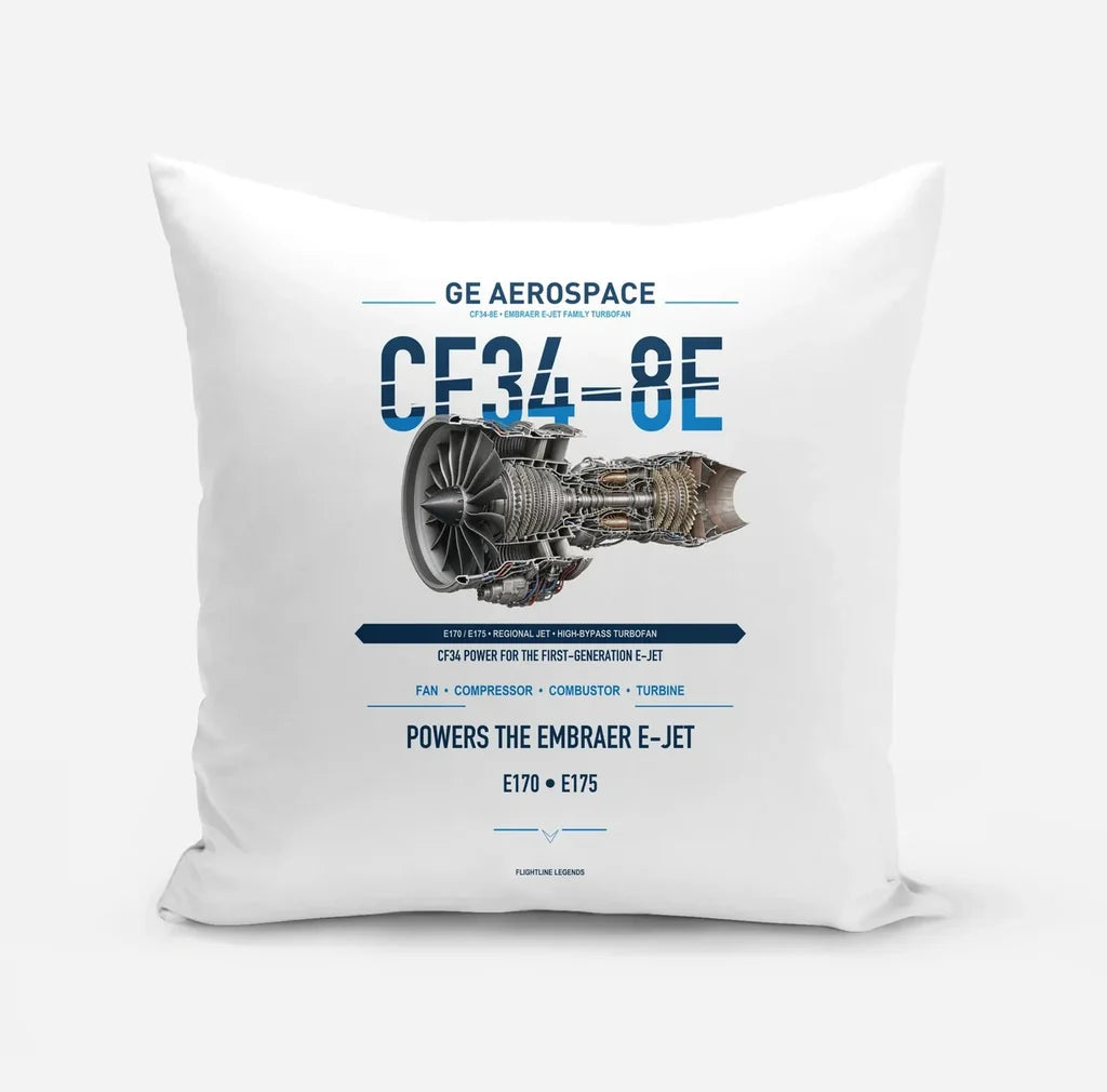 CF34-8E design on white pillow