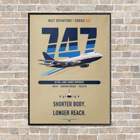 Thumbnail for Boeing 747SP vertical canvas print - framed - beige background