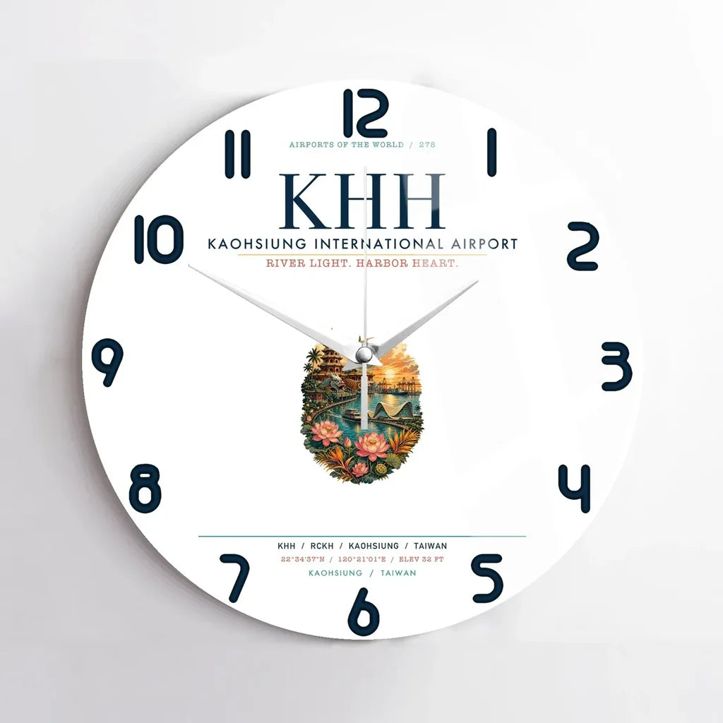 Kaohsiung International Airport (KHH) design on white no frame wall clock