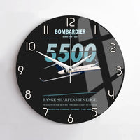 Thumbnail for Bombardier Global 5500 design on black no frame wall clock
