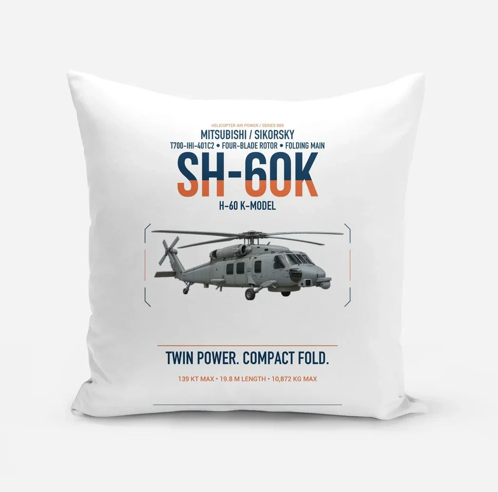 Mitsubishi Sikorsky SH-60K design on white pillow