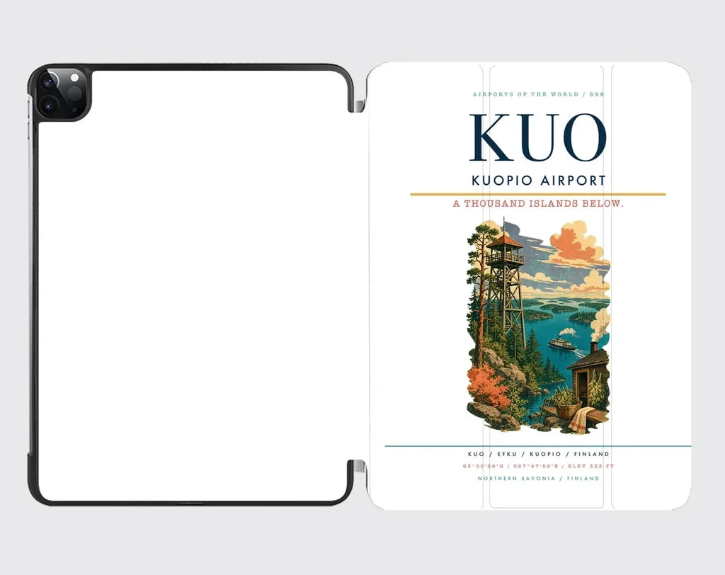 Kuopio Airport (KUO) design on white ipad tablet case