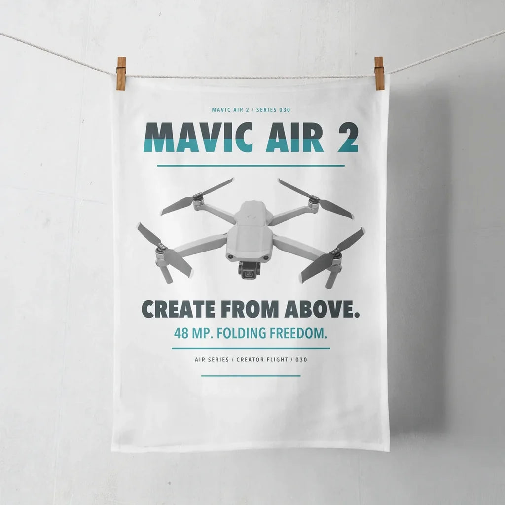 DJI Mavic Air 2 design on white towel