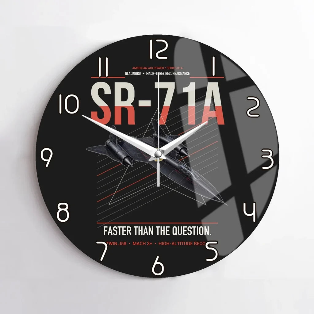 SR-71A Blackbird design on black no frame wall clock