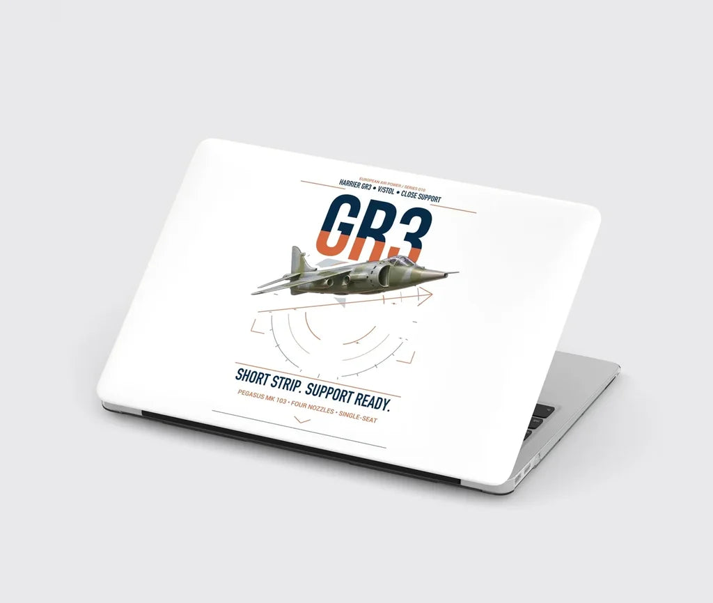 Hawker Siddeley Harrier GR3 design on white MacBook case
