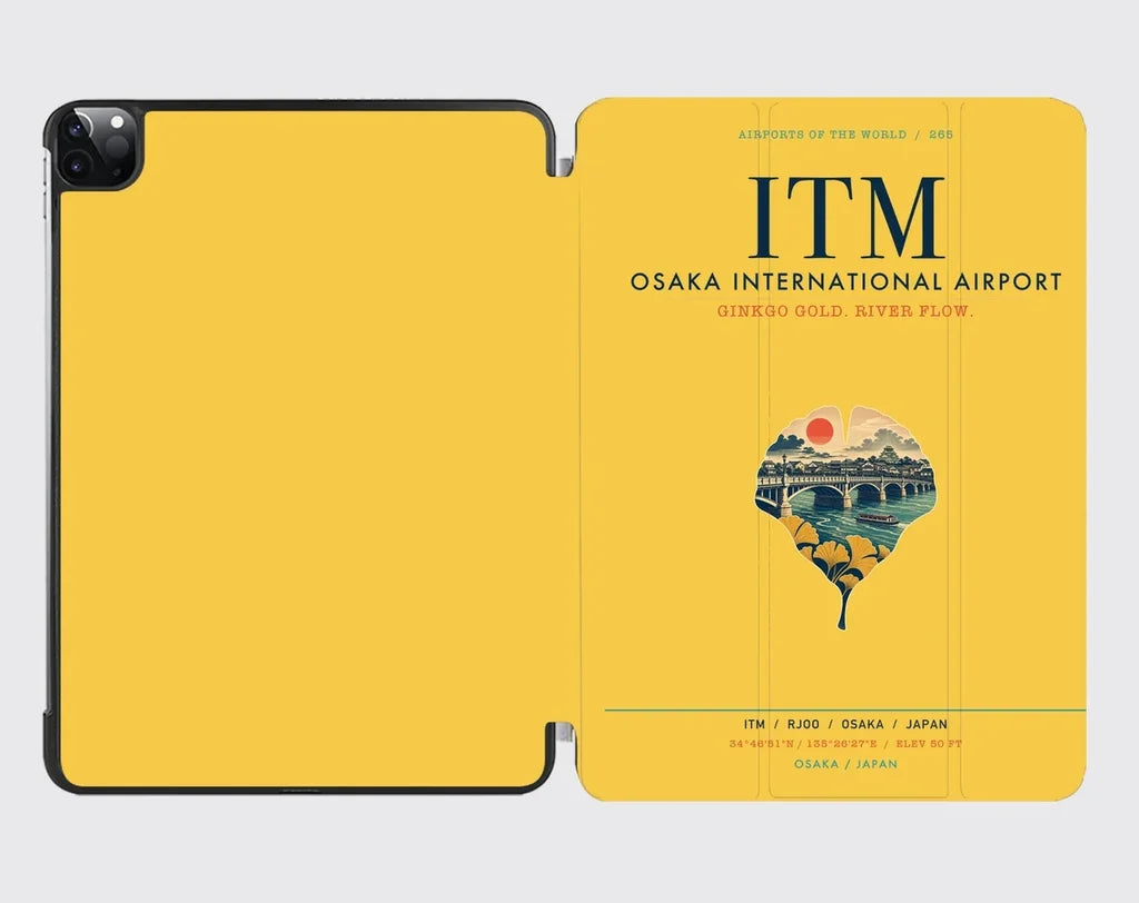 Osaka International Airport (ITM) design on yellow ipad tablet case