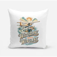 Thumbnail for Waterline Meets Wingline design on white pillow