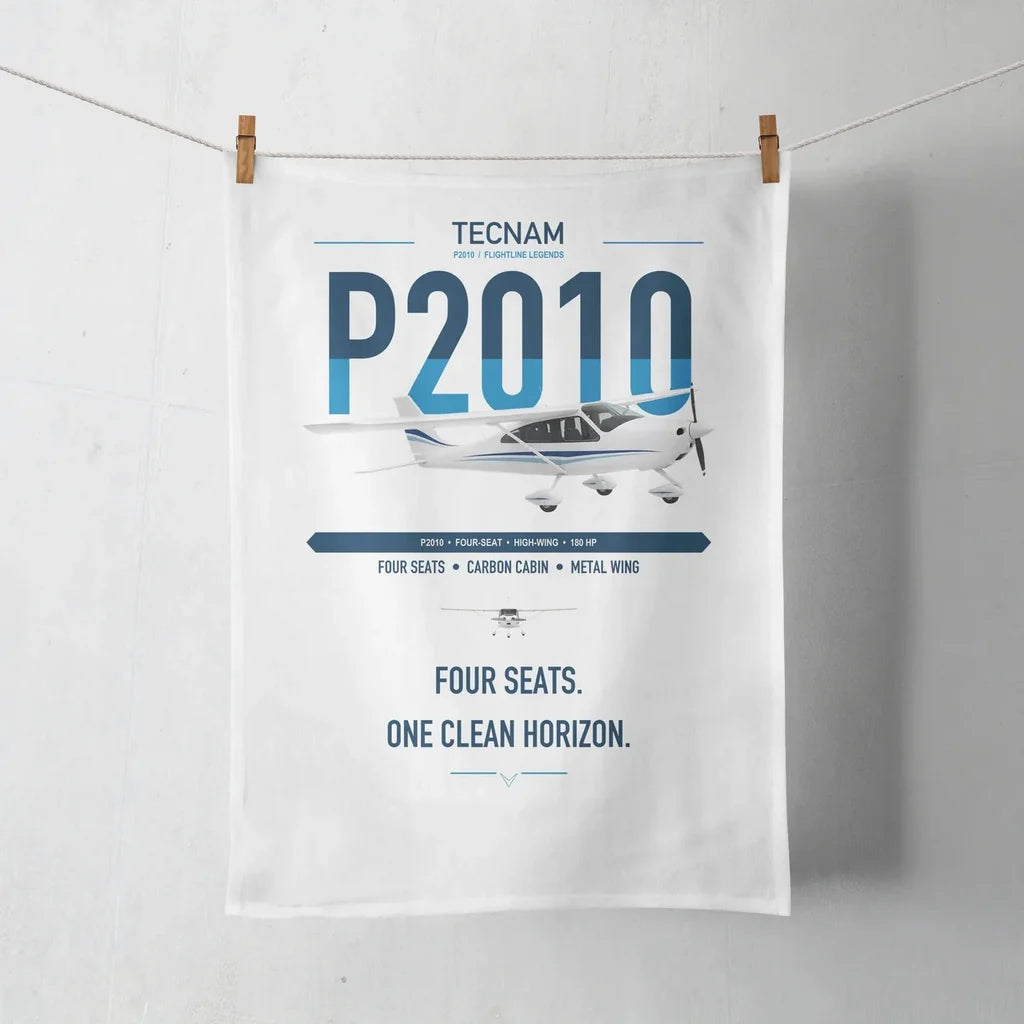 Tecnam P2010 design on white towel