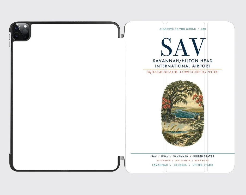 Savannah-Hilton Head International Airport (SAV) design on white ipad tablet case