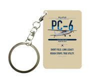 Thumbnail for Pilatus PC-6 Porter design on beige designed key chain, double-side print
