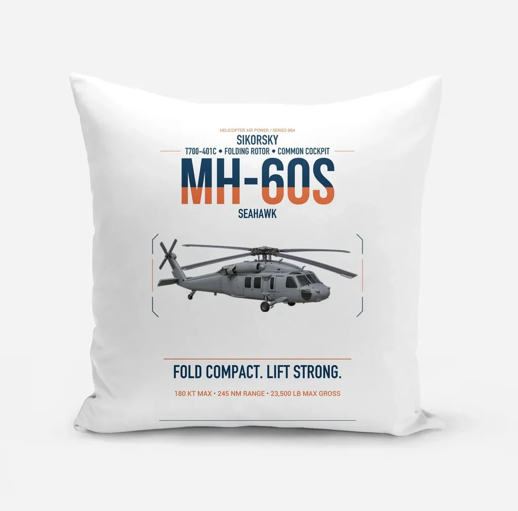 Sikorsky MH-60S Seahawk design on white pillow