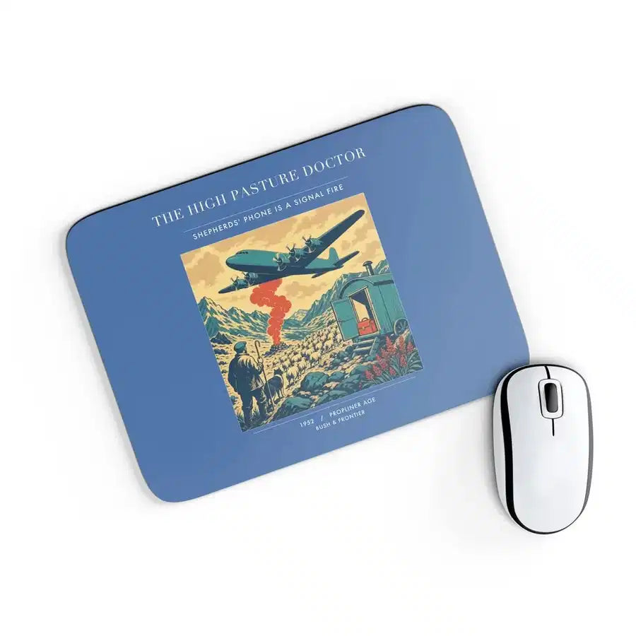 VINTAGE G4348 - The High Pasture Doctor - Designed Mouse Pads design on blue rectangle