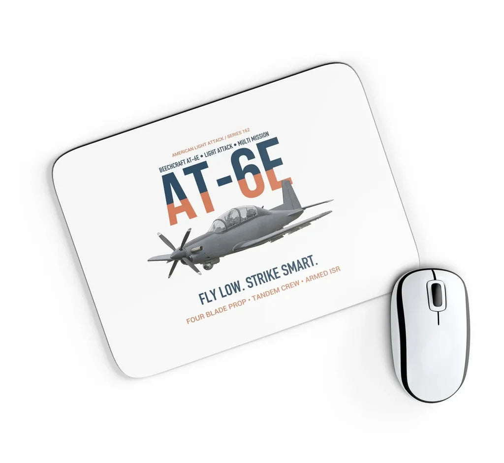 AT-6E Wolverine Light Attack design on white rectangle mouse pad
