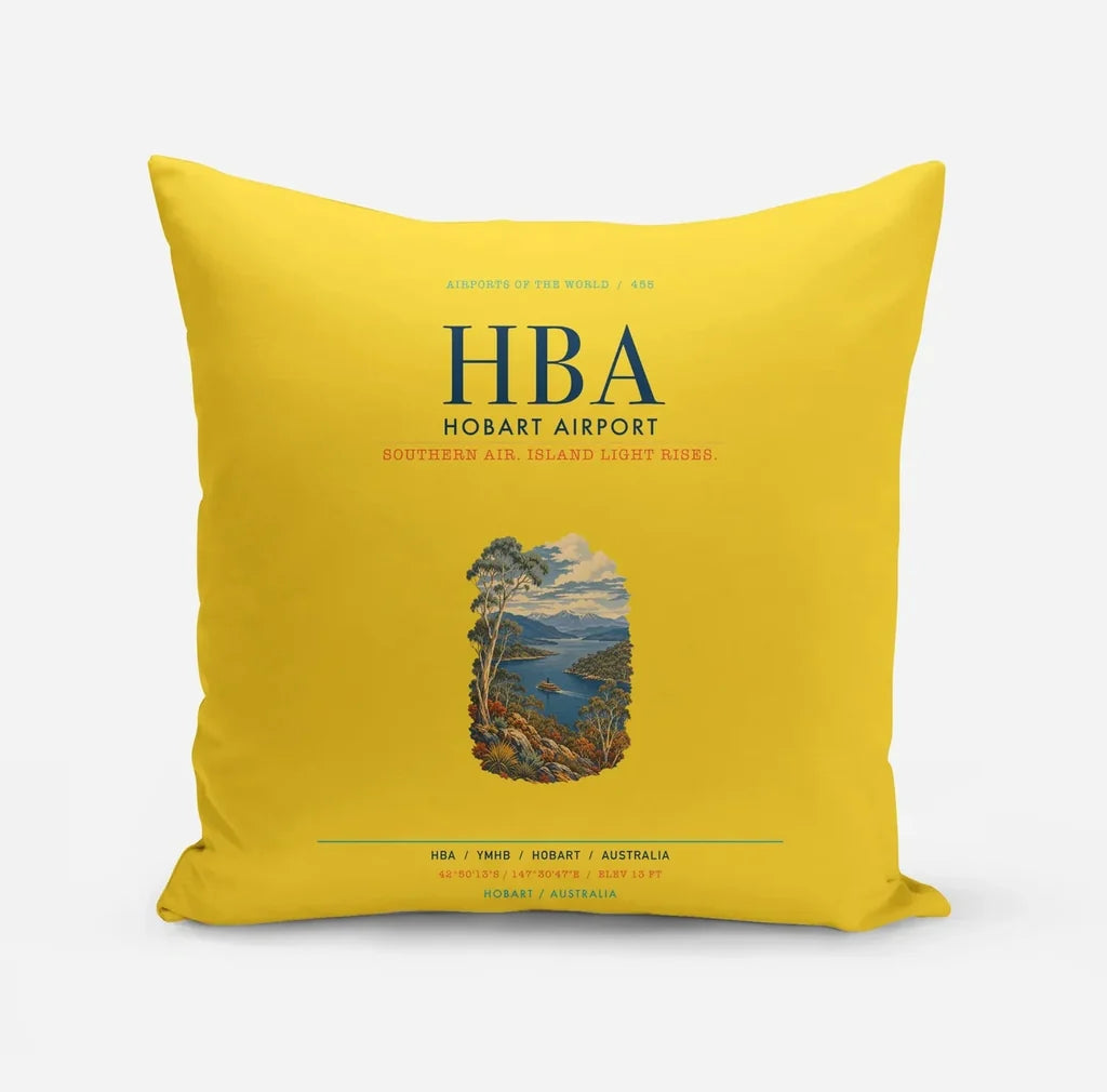 Hobart Airport (HBA) design on yellow pillow