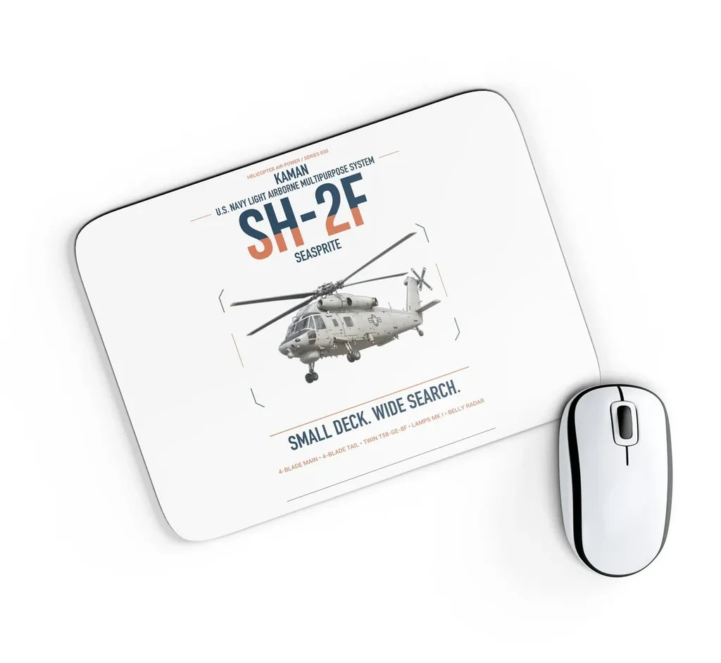 Kaman SH-2F Seasprite design on white rectangle mouse pad