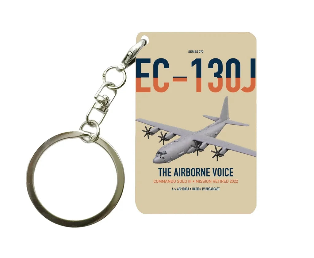 EC-130J Commando Solo III design on beige designed key chain, double-side print
