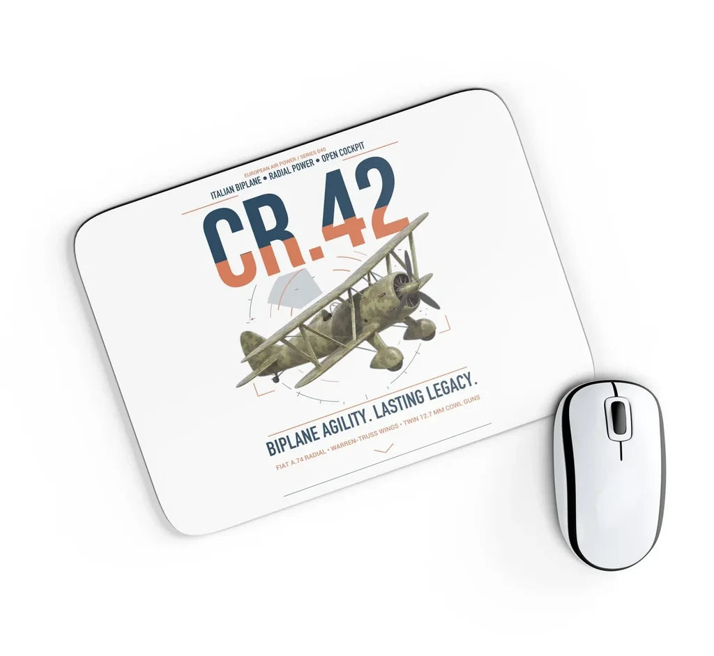 Fiat CR.42 Falco design on white rectangle mouse pad