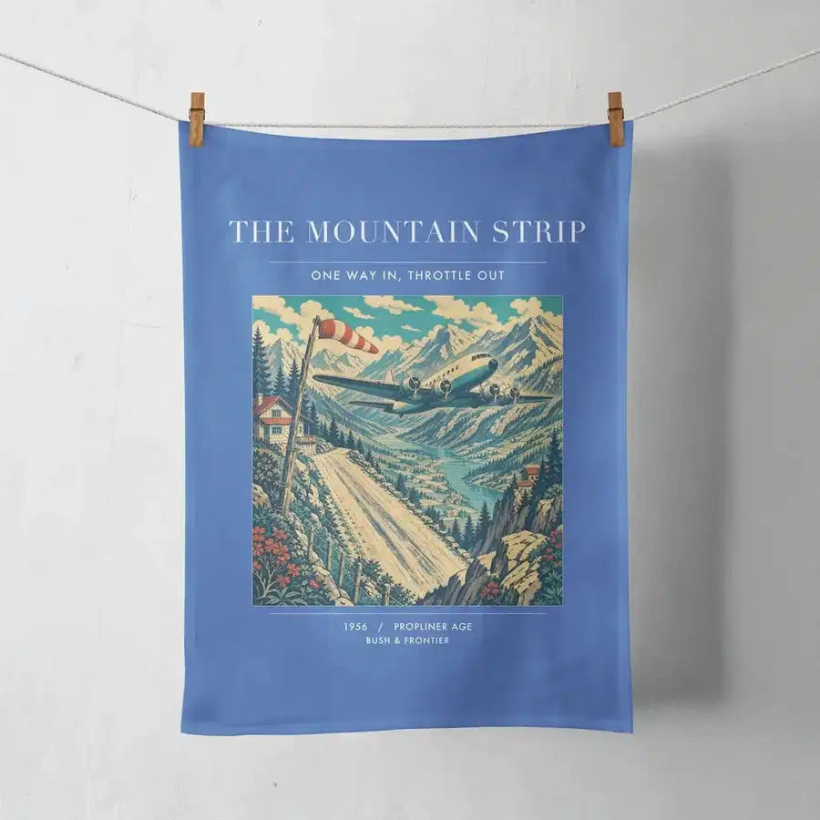 VINTAGE G4196 - The Mountain Strip - Designed Towels design on blue