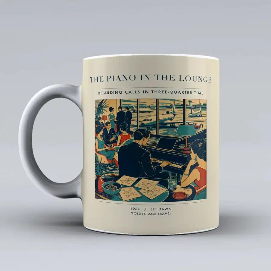VINTAGE G4301 - The Piano In The Lounge - Ceramic Mug design on beige