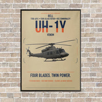 Thumbnail for Bell UH-1Y Venom vertical canvas print - framed - beige background