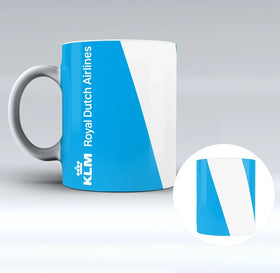 KLM Royal Dutch Airlines Designed Ceramic White Mugs