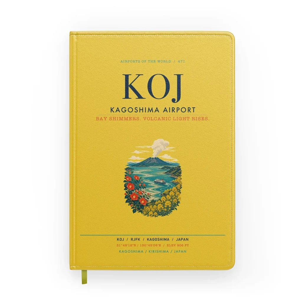 Kagoshima Airport (KOJ) design on yellow notebook