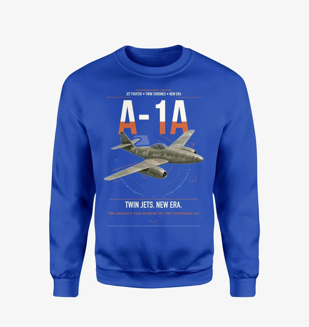 Messerschmitt Me 262A-1a design on blue sweatshirt
