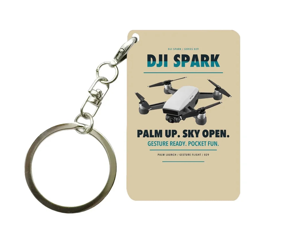 DJI Spark Key Chain design on beige key chain