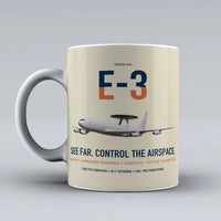Thumbnail for E-3 Sentry AWACS design on beige ceramic mug, double-side print