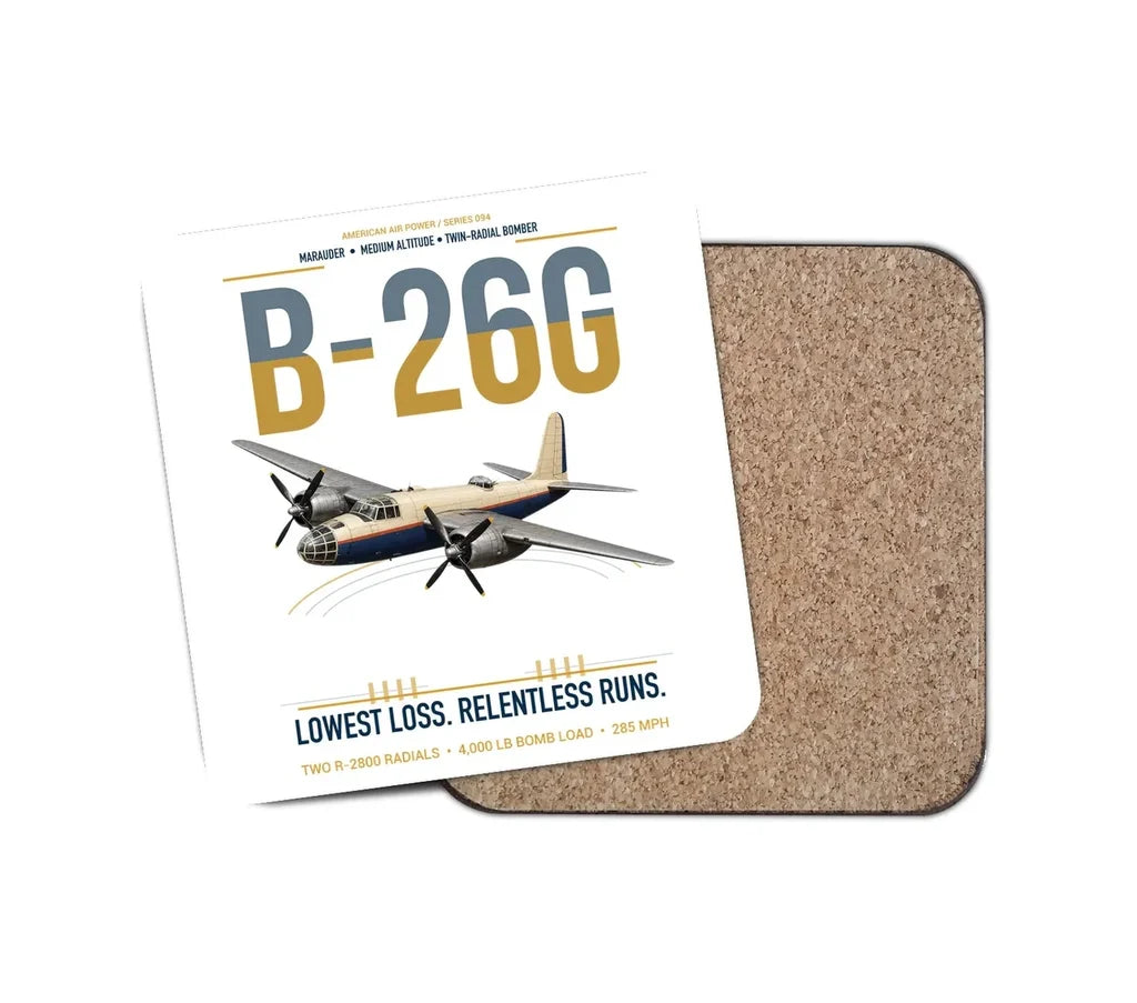 B-26G Marauder design on white 1 piece coaster