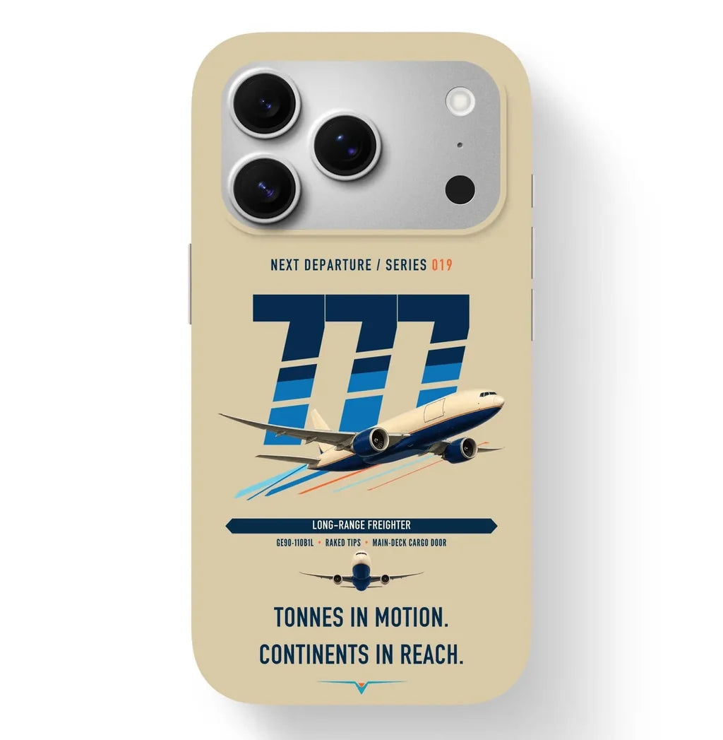 Boeing 777F design on beige magsafe iphone case