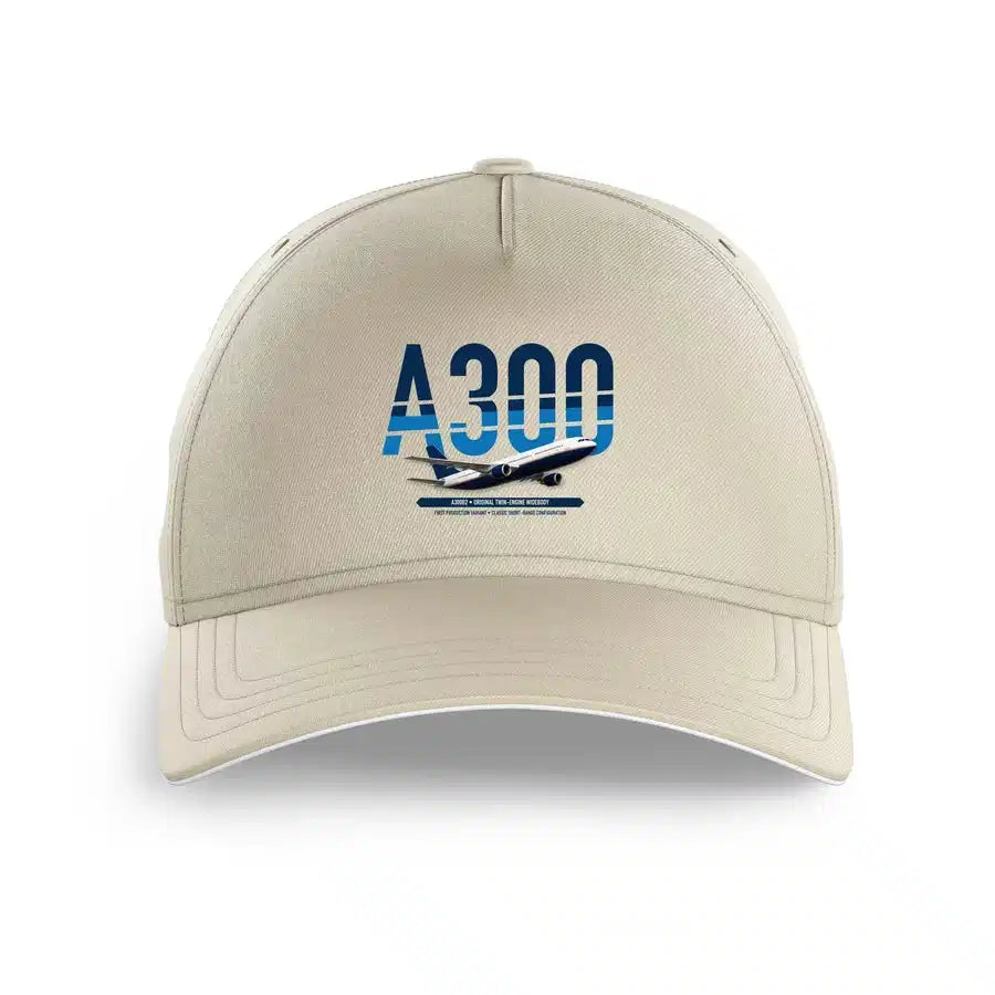 Airbus A300B2 design on beige printed hat