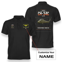 Thumbnail for Sikorsky CH-34C Choctaw design on black+name double-side polo t-shirt, double-side print
