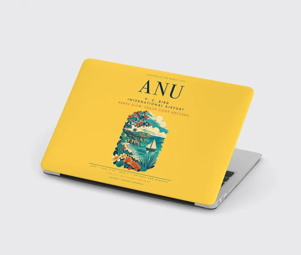 V. C. Bird International Airport (ANU) design on yellow MacBook case