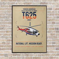 Thumbnail for Turkish Aerospace T625 Gökbey vertical canvas print - framed - beige background