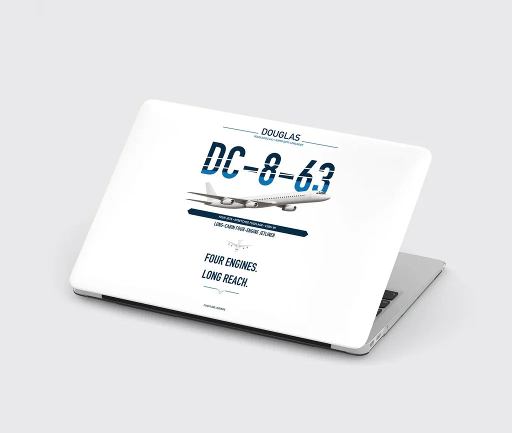 Douglas DC-8-63 design on white MacBook case