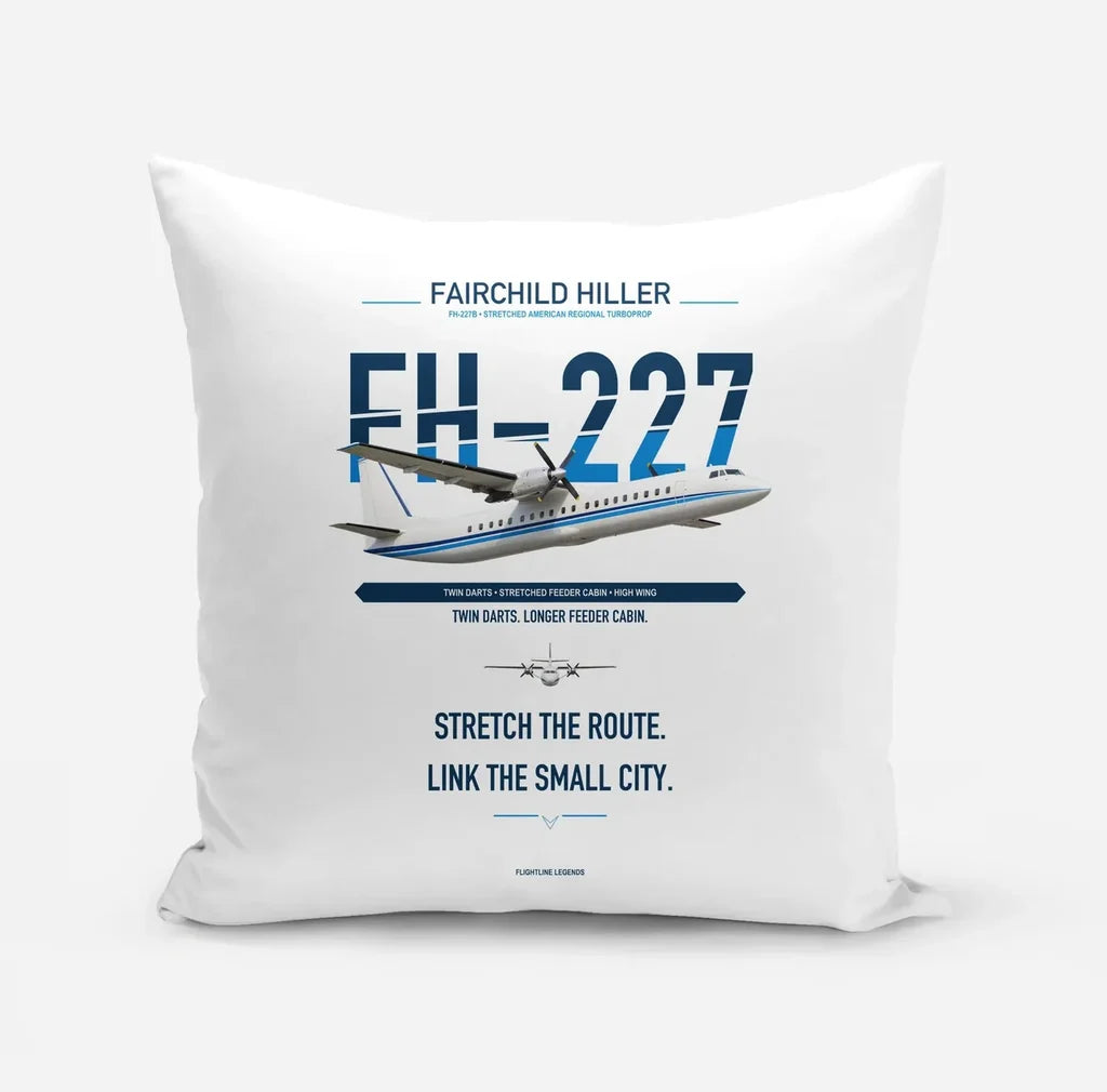 Fairchild Hiller FH-227B design on white pillow